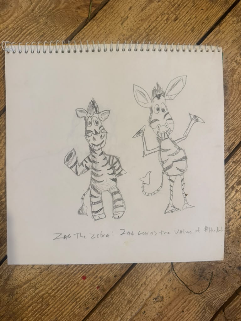 The original drawing that inspired Zag the Zonkey in 2015
