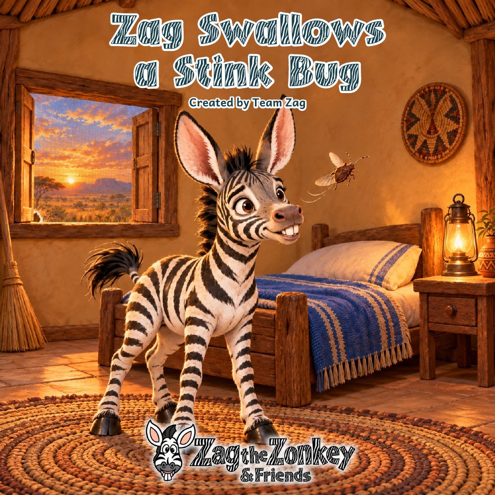 Zag Swallows a Stink Bug. Created by Team Zag. Zag and tiny bugs in his cozy bedroom.